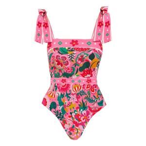 Pink Floral Paradise Print One Piece Swimsuit size small